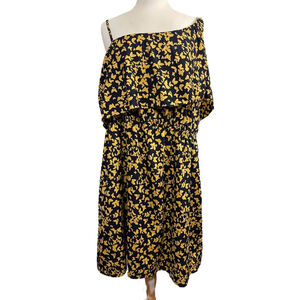 Women's Indulge Dress 3X Black Yellow Butterfly Print